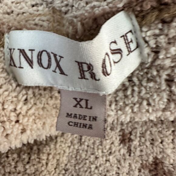 Knox Rose Sweater Brown Cream Aztec Pattern Open Front Boho Cardigan Size XL - Picture 8 of 10
